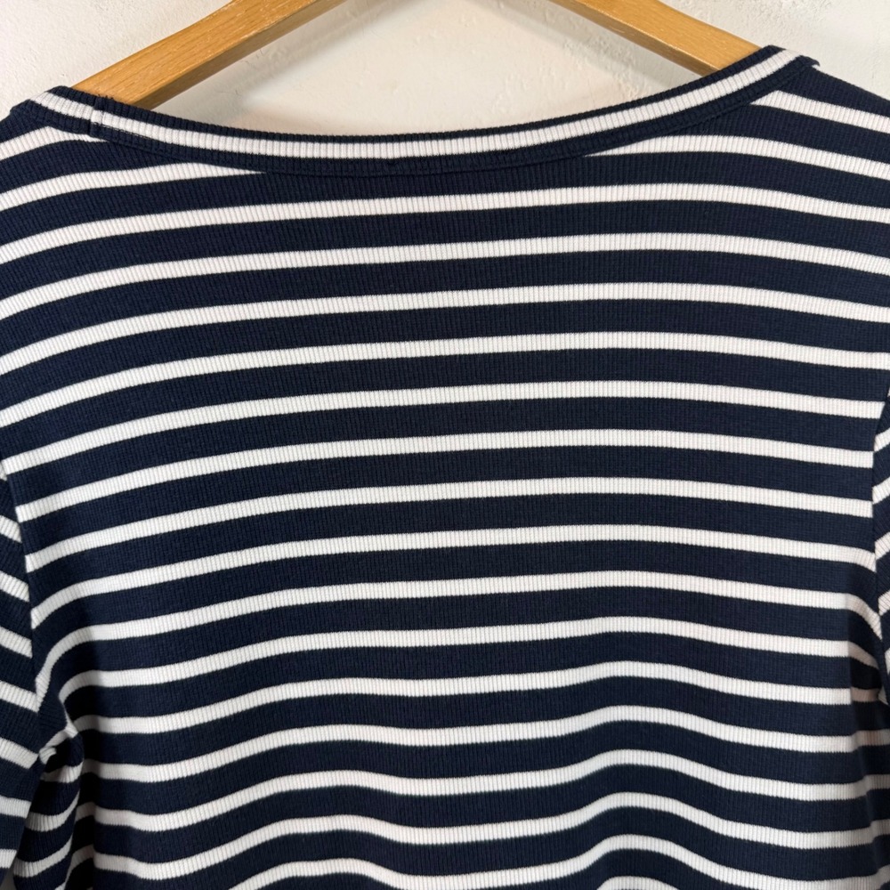 AYR The Rug Striped Ribbed Pima Cotton Modal Scoop Neck Top XL Coastal Breton - Picture 6 of 13